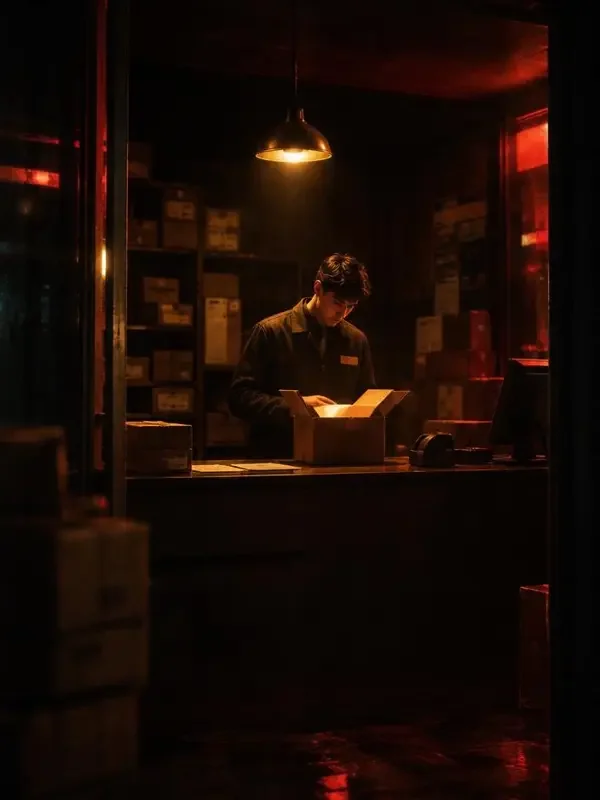 深夜快递站短剧封面，悬疑题材